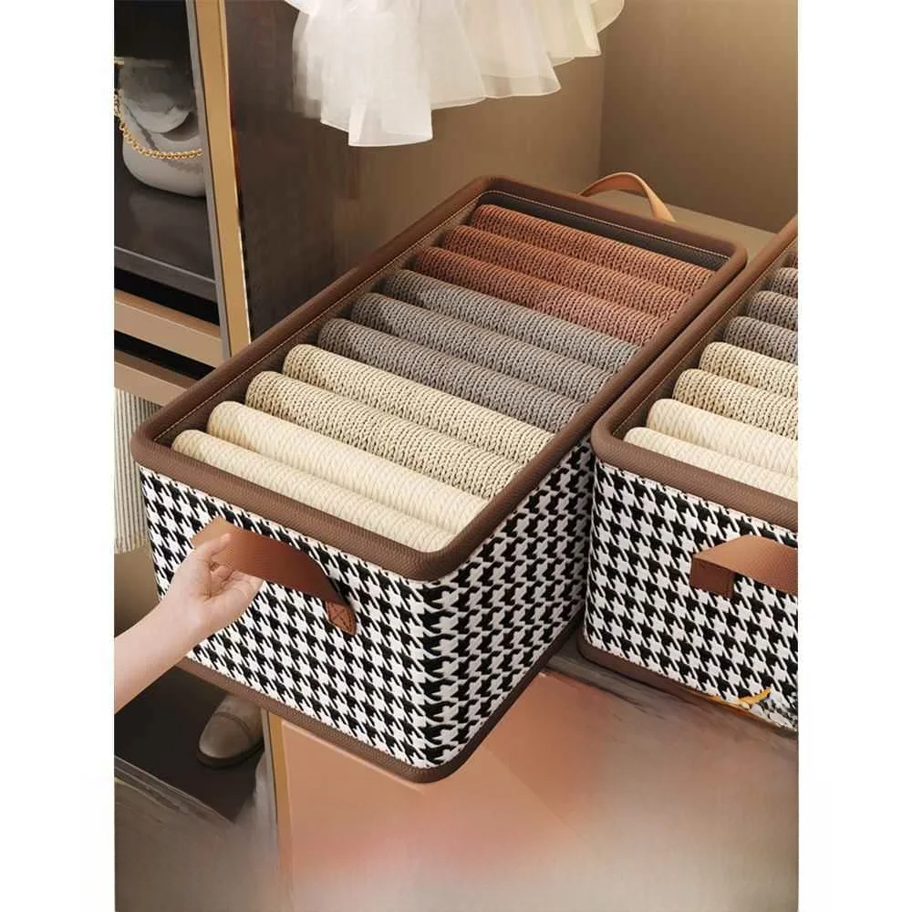 

Home Use Wardrobe Cloth Art Storage Box for Clothes Underwear Pants Foldable Cotton Fabric Organizer Box Large Capaci 65L