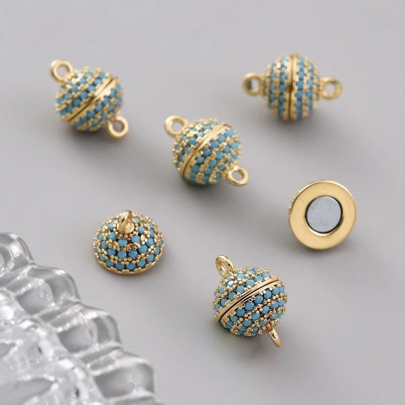 

1 Piece of Jewelry Inlaid Natural Turquoise Magnet Clasp Diy Pearl Necklace Bracelet Sweater Chain Connecting Buckle Accessories
