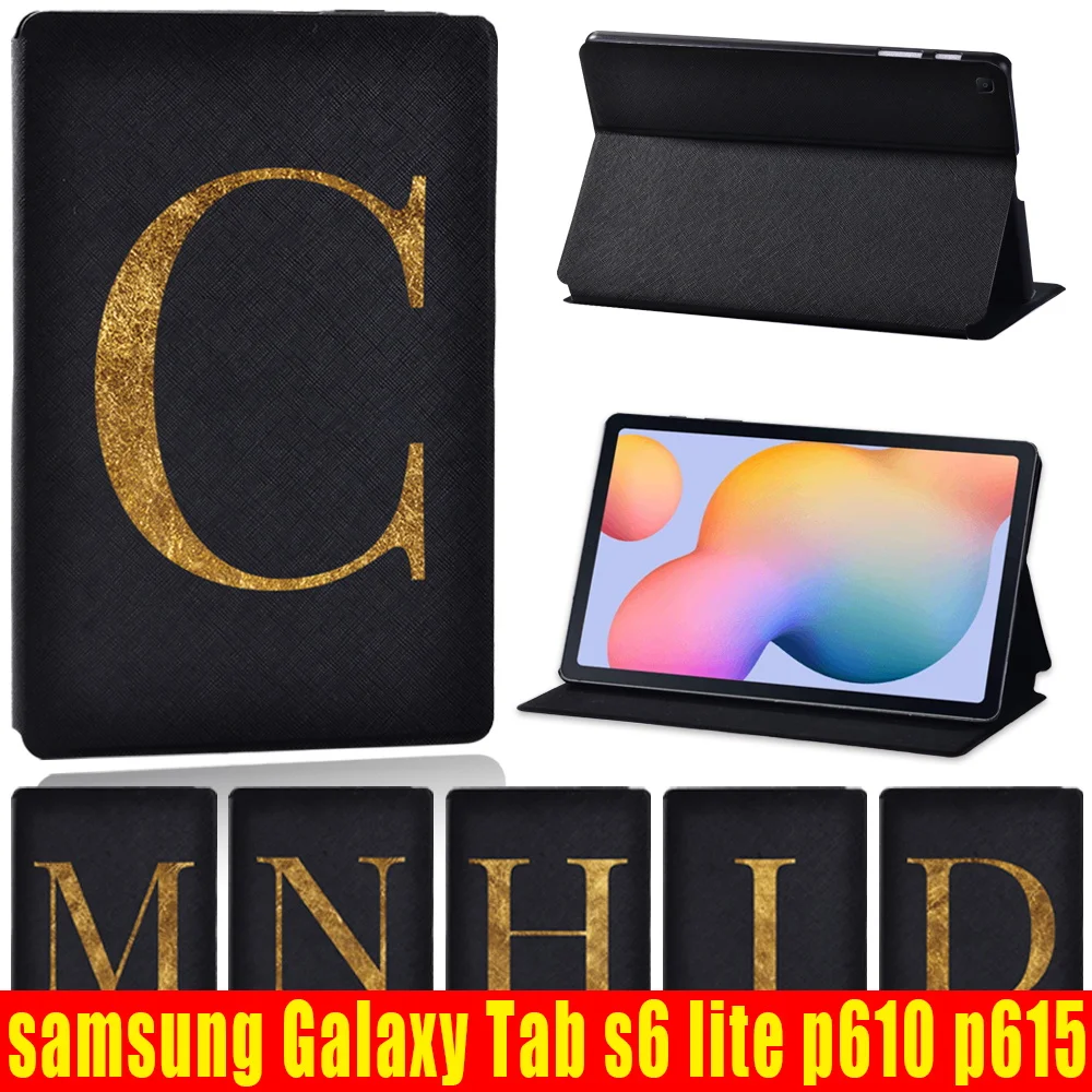 

Tablet Case for Samsung Galaxy Tab S6 LiteP610 P615 10.4 Inch Drop Resistance New Letter Pattern Leather Stand Cover Case