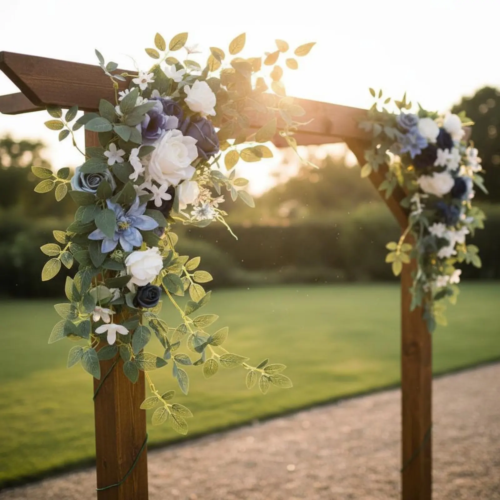 

2 Pieces Wedding Arch Flowers Ready to Use Wedding Arch Flower Set Artificial Flower Floral Strand Never Wilts Welcome Sign