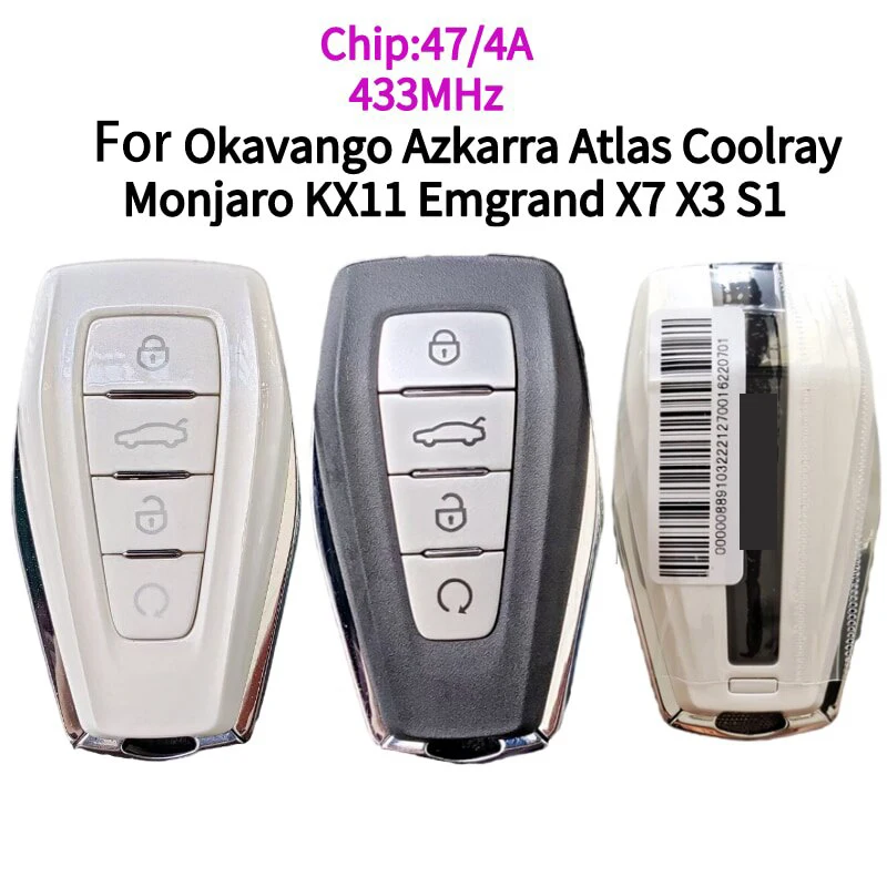 Original Car Keyless Smart Remote Key 433Mhz 4A/47 Chip For Geely Okavango Azkarra Atlas Coolray Monjaro KX11 Emgrand X7 X3 S1