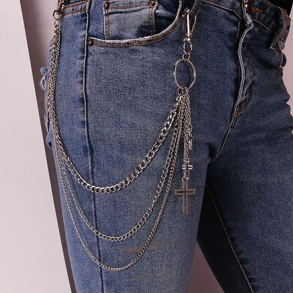 Chain Harajuku Style Five-pointed Star Multi-layer Heart Female Belt Chain Punk Pants Chain Hollow Cross Metal Waist Chain