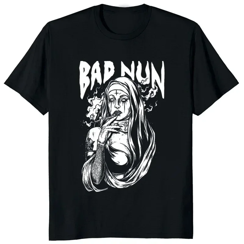 Vintage Devil Unholy Nun T Shirt Harajuku Casual New Arrival Summer Men Printed  Casual Cool Male Tops  Cotton Unisex Fashion