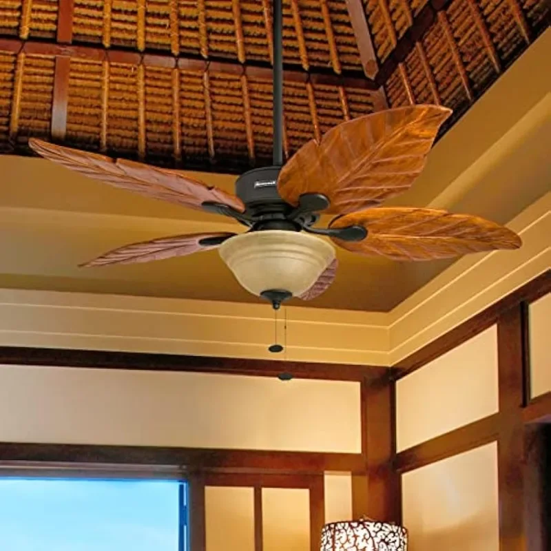 Ceiling Fans Royal Palm, 52 Inch Tropical LED Ceiling Fan with Light, Pull Chain, Three Mounting Options