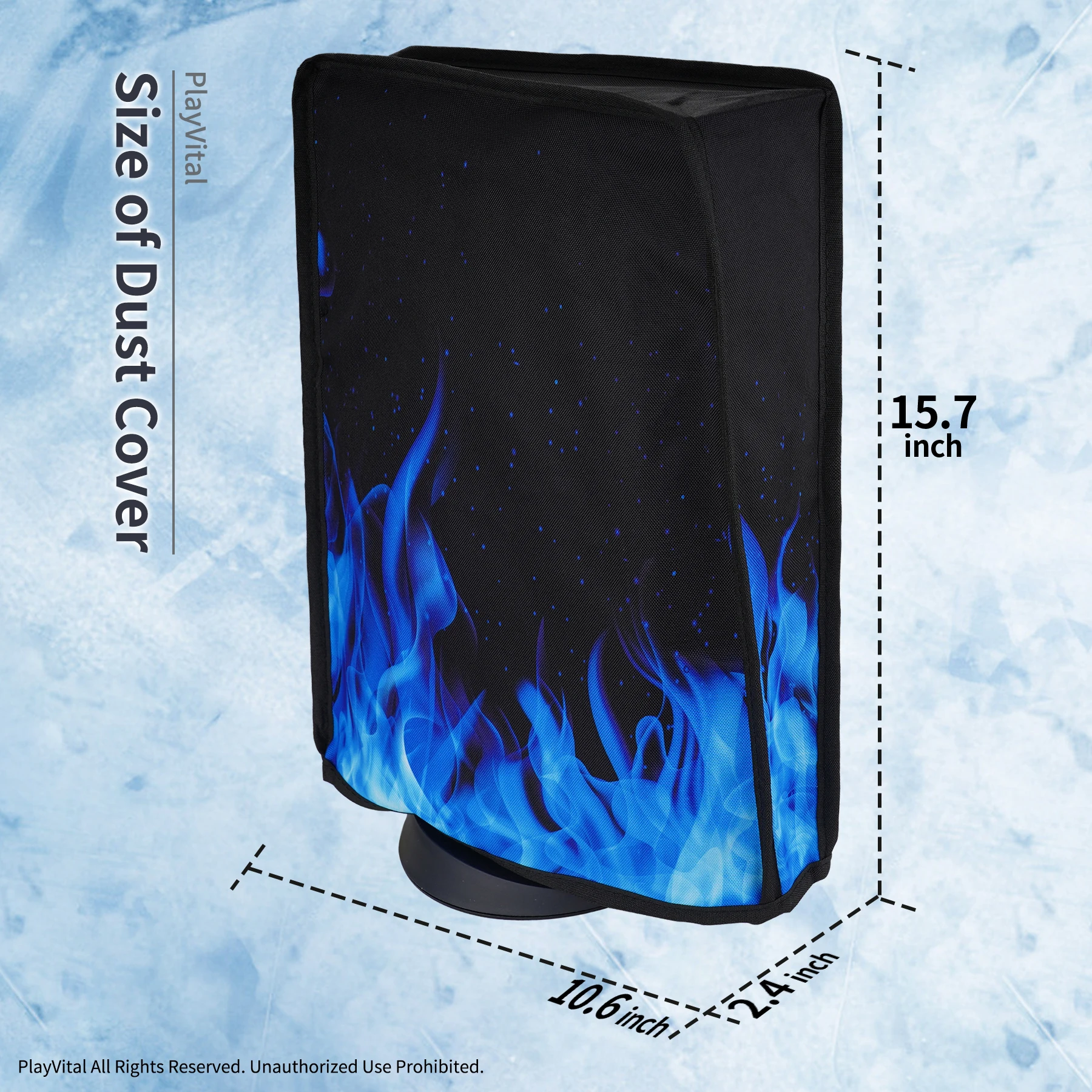 PlayVital 블루 플레임 먼지 커버, 방수 먼지 가드, 스크래치 방지 슬리브, ps5 콘솔 디지털 에디션 및 디스크 에디션