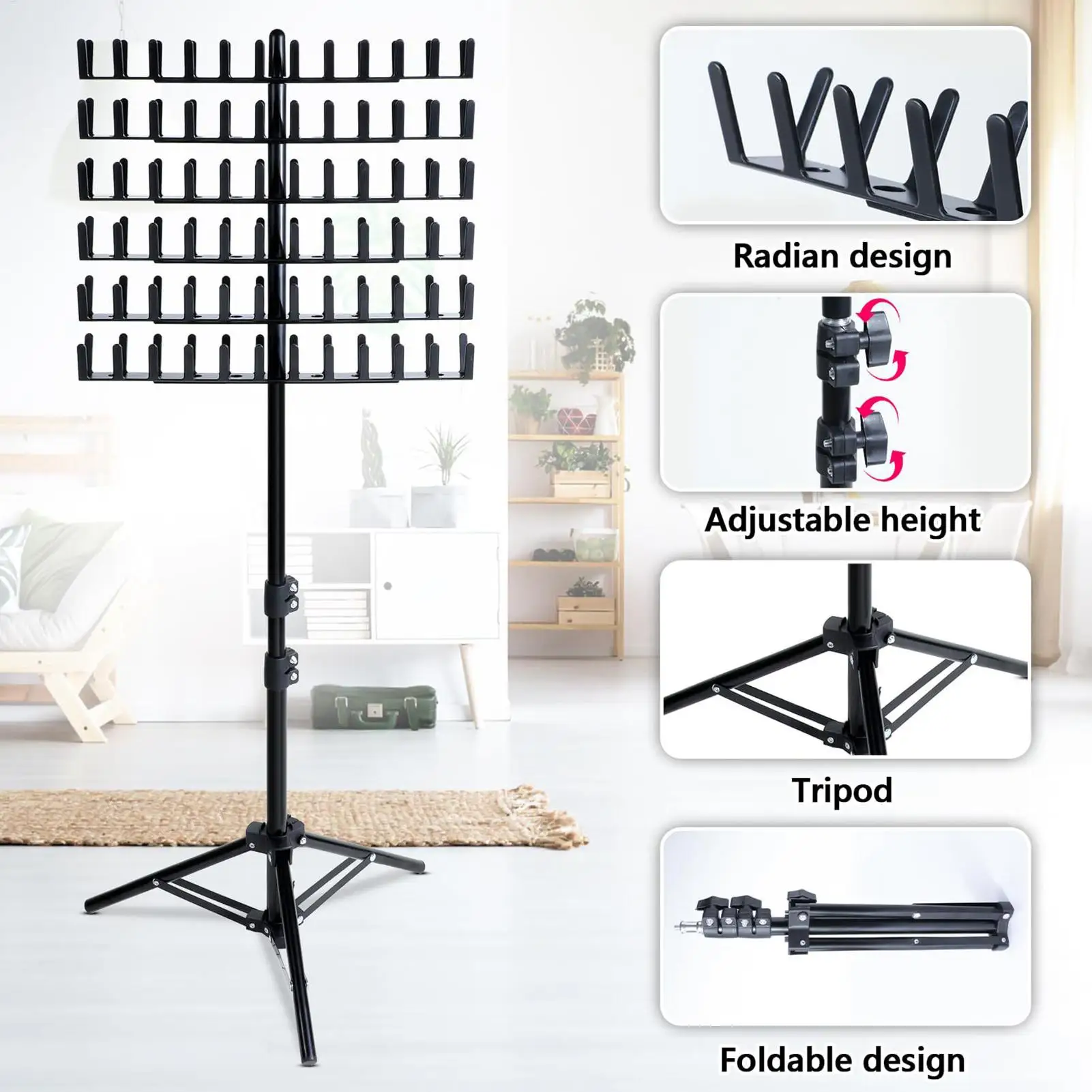 2 Sided  Braiding Hair Rack Height Adjustable Braid Hair Holder Standing Hair Weaving Bracket With 144 Braiding Racks For Salon