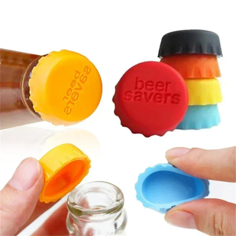 6Pcs/Set Beer Cover Soda Cola Lid Wine Saver Stopper for Kitchen Bar Supply Soft Silicone Non-toxic Reusable Silicone Bottle Cap