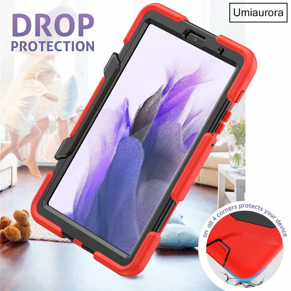 For Samsung Tab A9+ A9 Plus SM-X210 X110 A7 A8 SM-X200 T220 S6 Lite 10.4 inch Full Body Silicon PC Tablet Case Stand Rugged Case