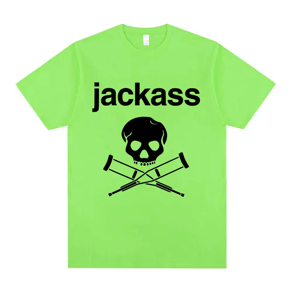 Jackass Skeleton Print T-Shirt Men Women Oversized Cotton