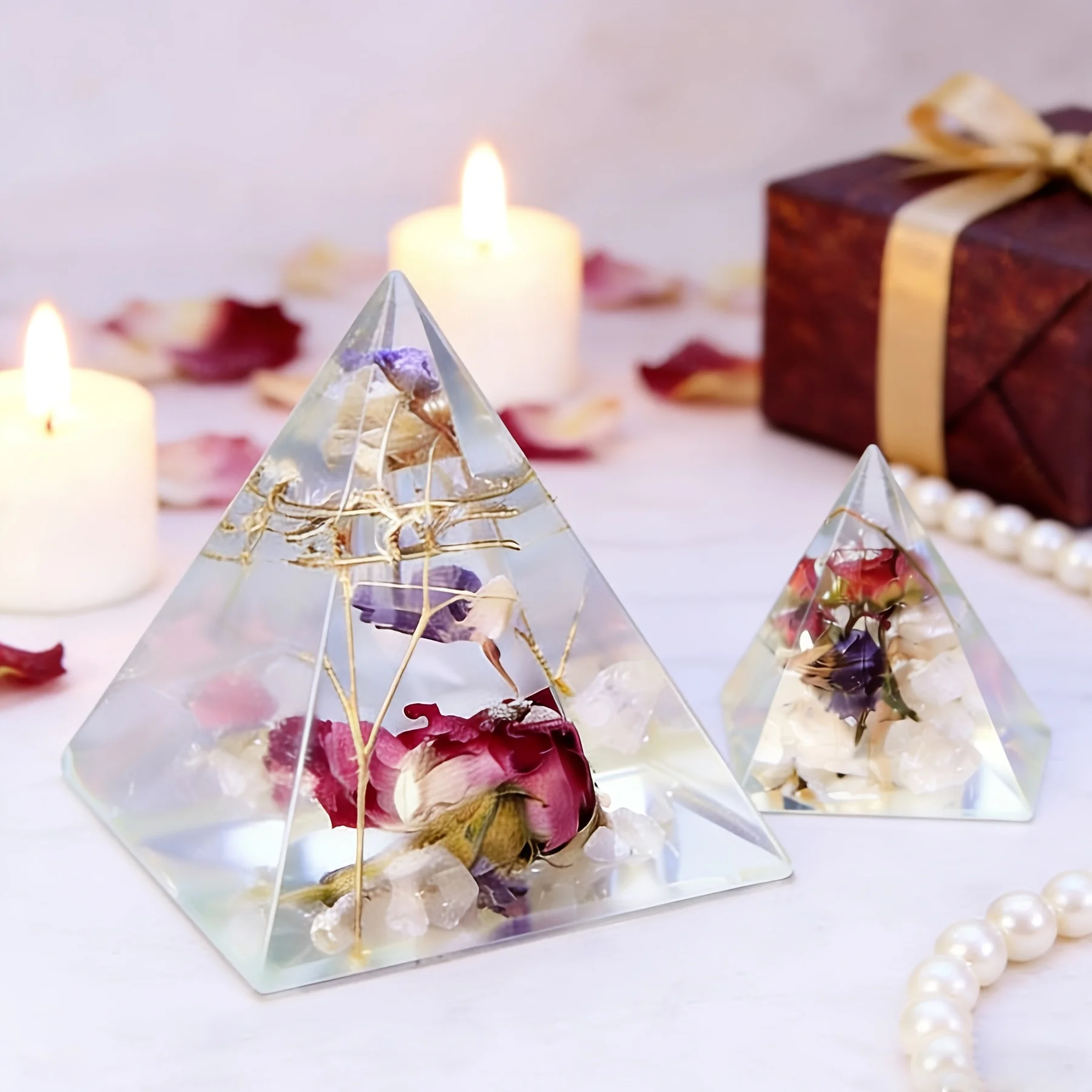 5pc - Pyramid Resin Molds of Various Sizes, DIY Handcrafted Jewelry Display Stands, Wedding Gifts, Specimen Home Decorations - view 4