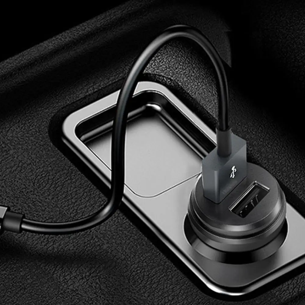 Mini USB Car Charger  Dual 2 Port Quick Charger Adapter Black 12V 3.1A/2.1A Fast Charging Charger For Mobile Phone