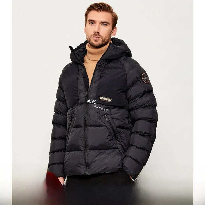 

High-End Italian Style Men's down Jacket 90% Goose down Ultra-Thick Warm Windproof Outdoor Coat with Hood Polar Expedition