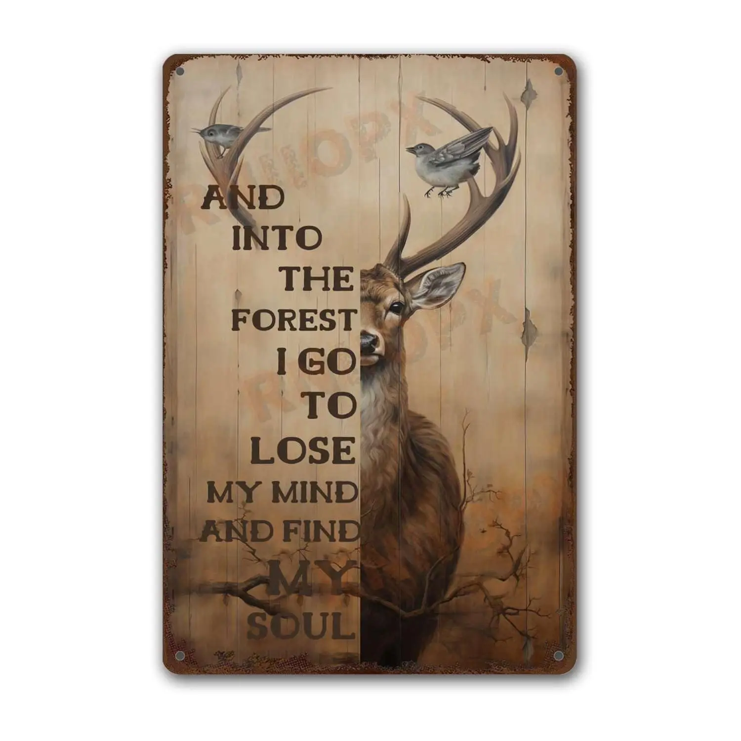 Blechschild „Jagd „Hirsch und in den Wald I Go“, Vintage-Metallschilder, Retro, lustige Kaffee-Bar-Schilder – Blechschild
