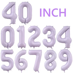 1Pcs Light Purple 40inch Number Balloon Set Large Colorful Cream Number Foil Balloon Baby Shower Birthday Party Christmas Deco