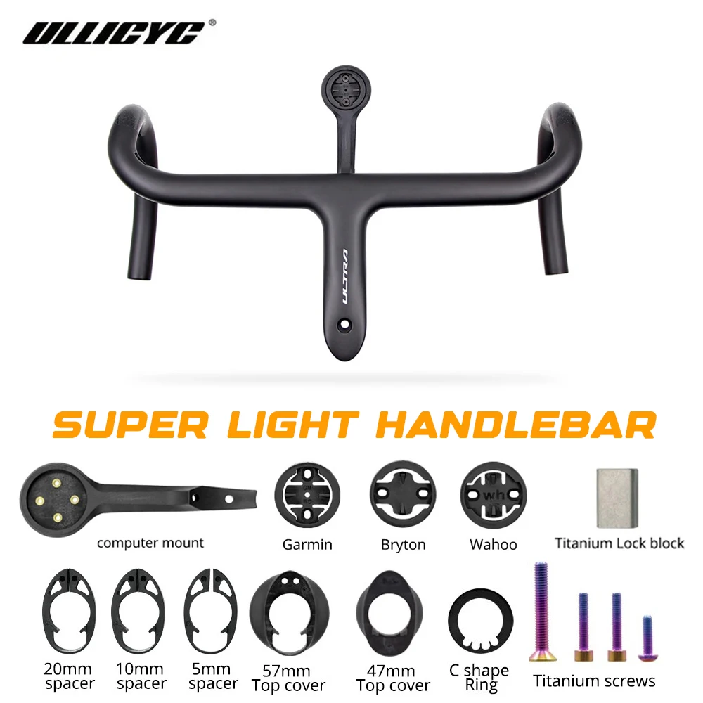 

Ullicyc Light 237g, руль шоссейного велосипеда, кабина, полный внутренний кабель из углеродного волокна, встроенный 360-440 мм с креплением для велосипеда