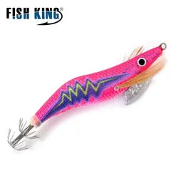 FISH KING 2.0/2.5/3.0/3.5# Hard Bait Luminous Squid Jig Sea Fishing Lure 8g-19.5g Octopus Shrimp Cuttlefish Squid Hook Rig