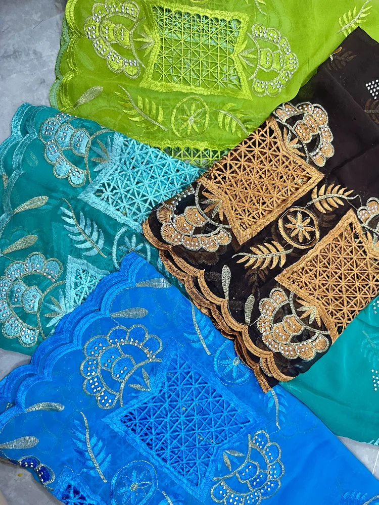 New African Women High Quality Chiffon Scarf Embroidery Muslim Women Hijab Economic Scarf Chiffon 200*100 New African woman