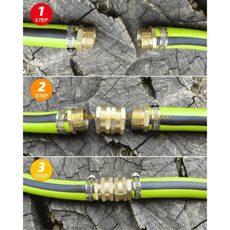 92MF 3/4inch Female Hose Thread Adapter Brass Garden Hose Coupler with Filter Screen Washers, 2 Pack for Joining Hose Fittings
