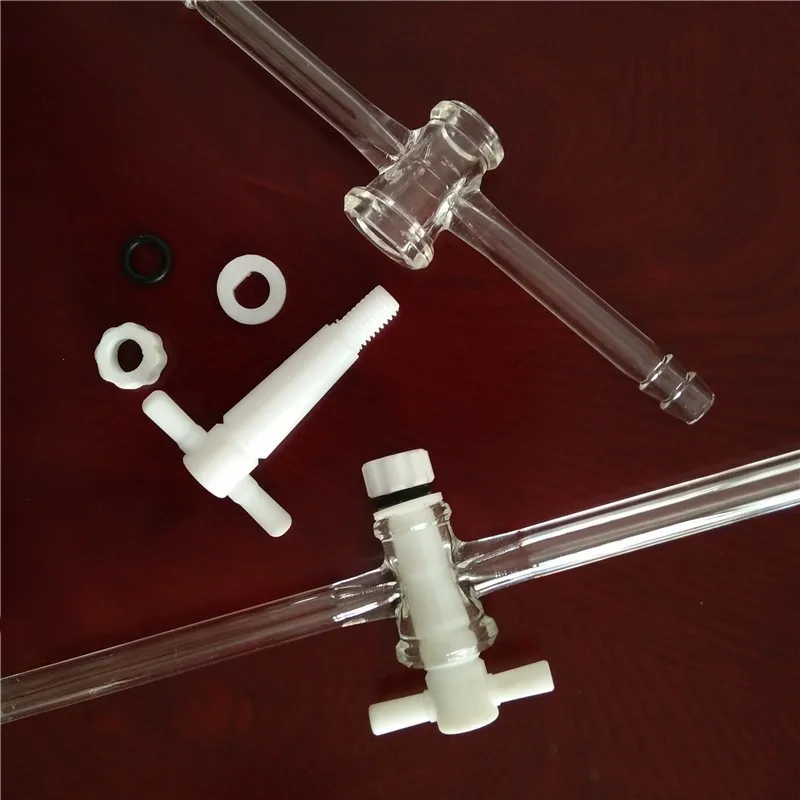 Outer diameter 9/10/12mm Lab straight glas adapter 2 Way Stopcock Hose Connection Borosillcation Glass Material Thickness 2mm