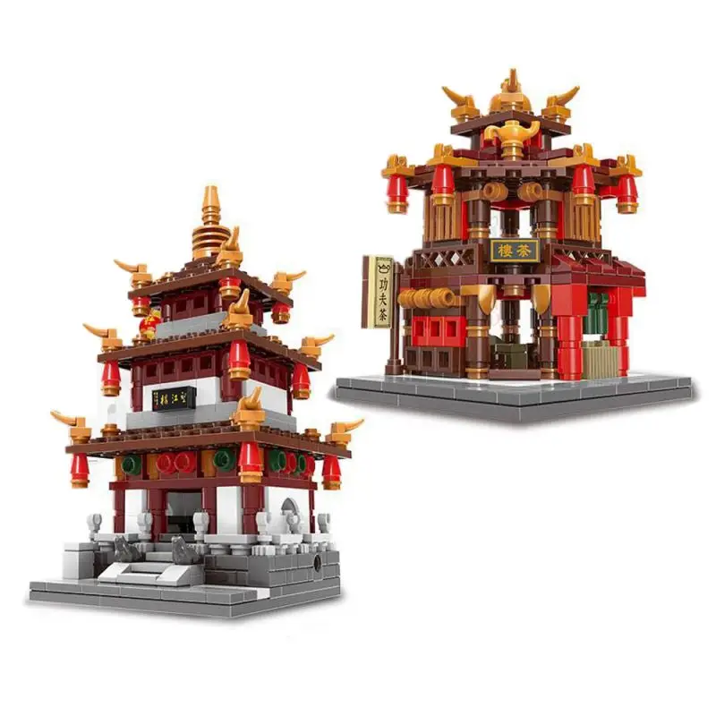 

﻿ Chinese Traditional Architecture Building Block ZhongHua Street Tea House Model DIY Wangjiang Lou Classic Assemble Brick Toy