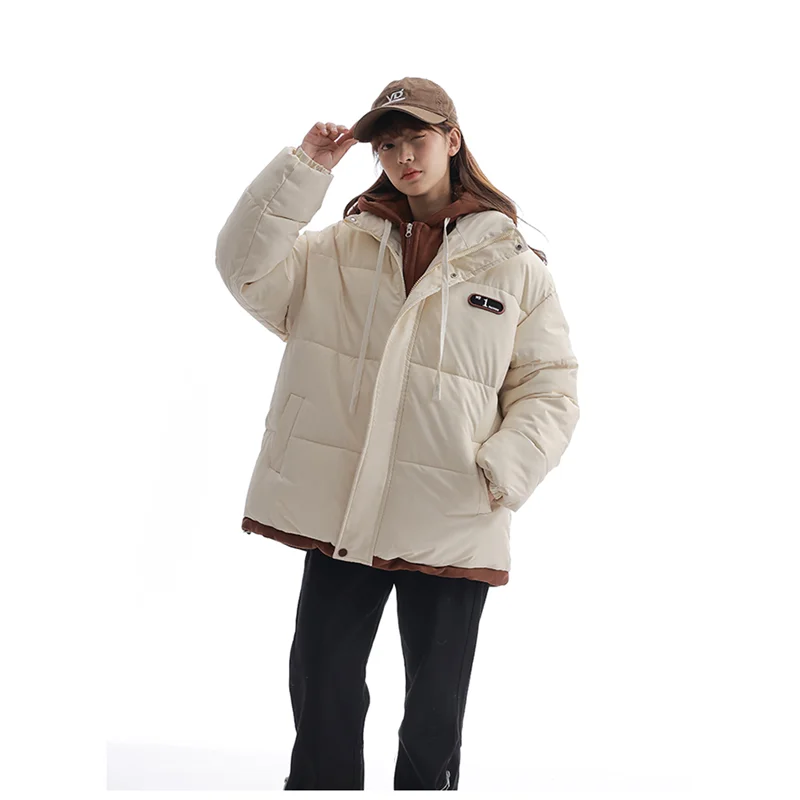 Down Jacket Women Coat Fashion American Y2K Streetwear Hooded Duck Warm Down Feather Female Winter Outwear Cotton-padded Jacket