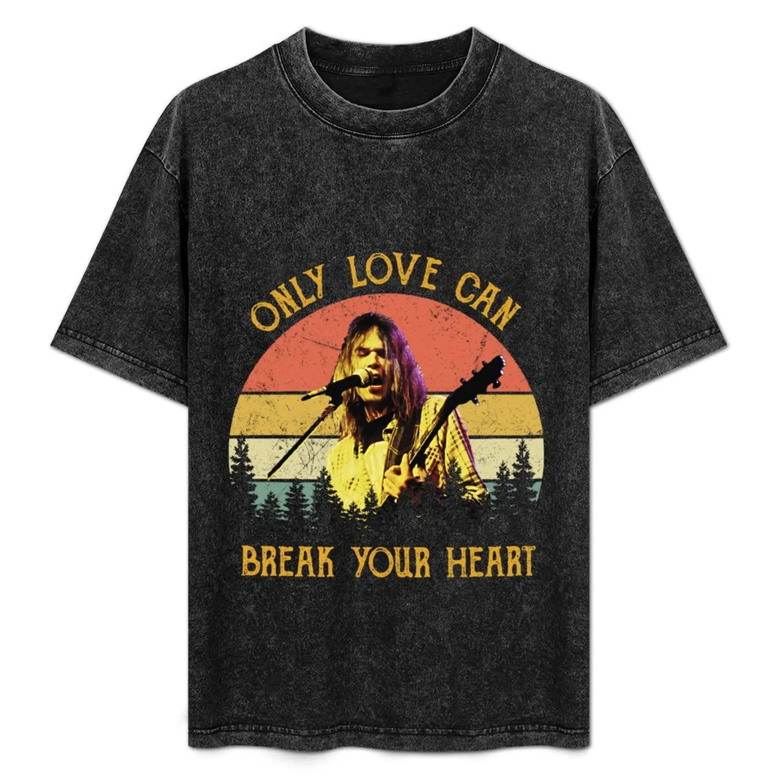 

Vintage Retro Young Only Love Can Break Your Heart T-Shirt blue archive hippie clothes heavyweights black t-shirts for men