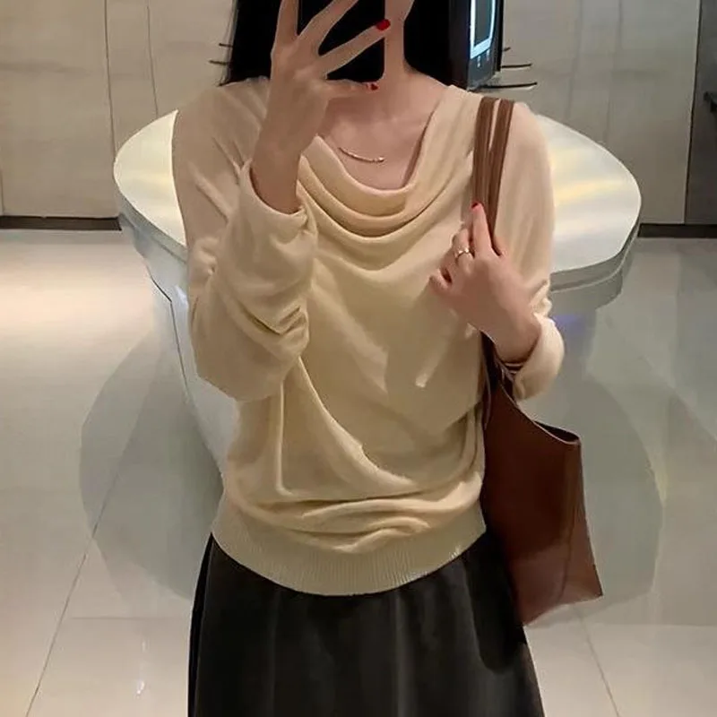 

Вязаный свитер, женские пуловеры, новый черный вязаный свитер с длинным рукавом и вырезом на шее, пуловер, женские топы, свитера Sueter Feminino Q1391