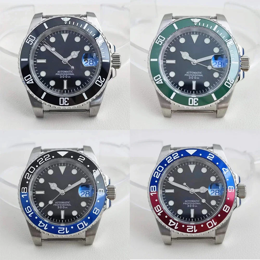 28.5mm Dial Watch Assemble Accessories Bracelet Sapphire Glass Green Luminous Dial NH35 Movement 40mm NH35 Case Stainless Steel