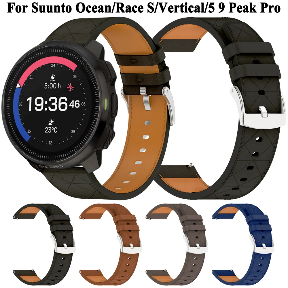 22mm Watch Strap For Suunto Ocean Watchband Bracelet Belt Synthetic Leather Wristband For Suunto Race S Vertical Watch Band