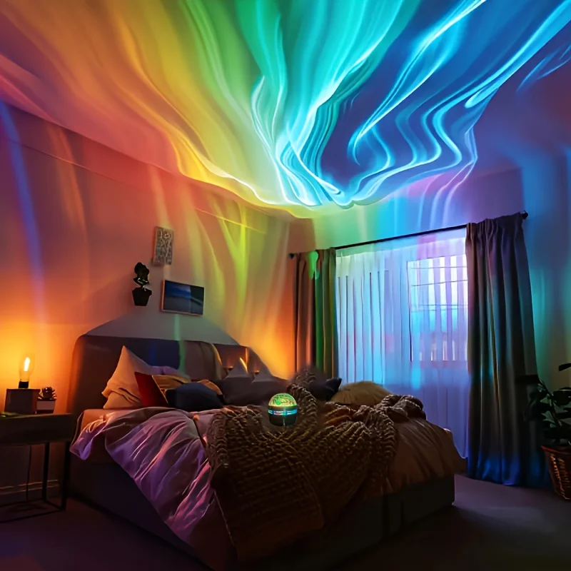 LED Starry Sky Projector Light Aurora 7 Colors Night Light with Remote Control Auto Rotate USB Powered Home Bedroom Decor Lamp