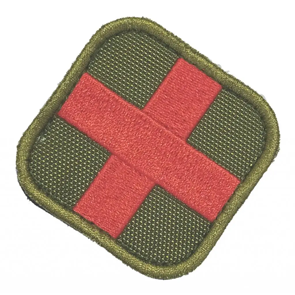 2 x 2inch Embroidery Sew On Hook & Loop Medic First Aid Red Cross Patches