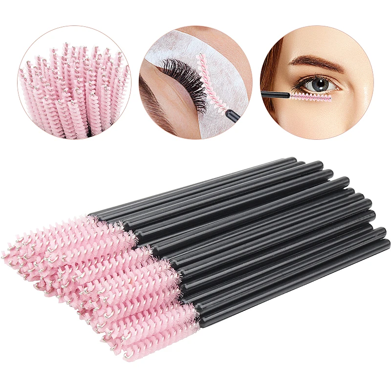 50pcs Disposable Makeup Brush Eyelash Microbrush Mascara Wands Cosmetics Applicator Eyebrow Micro Brush Lash Extension Supplies