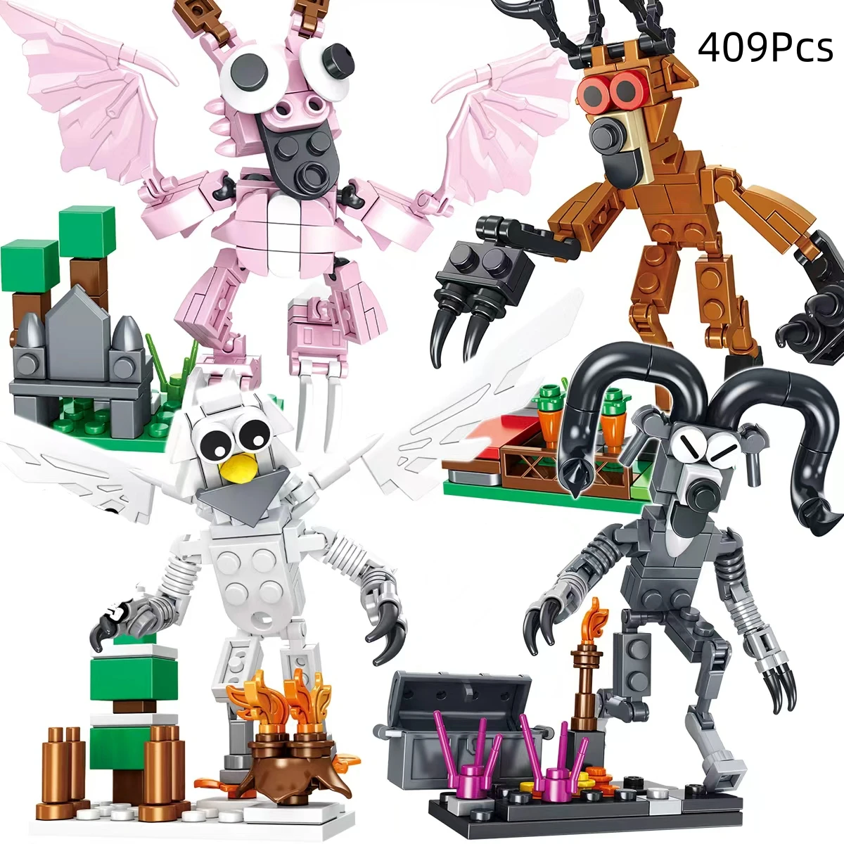 

Ночной ужас 99, ночная игра, строительные блоки в лесу, олень, монстр, кирпичи для мальчиков, игрушки, подарки на день рождения, Рождество