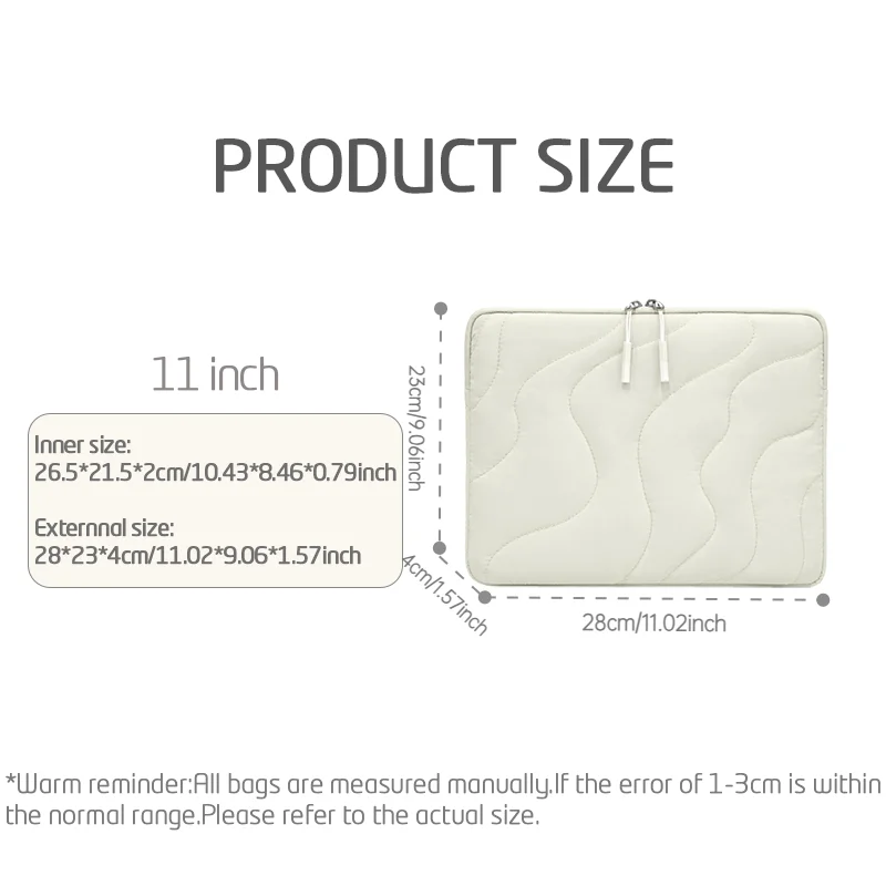 11 inch Quilted Tablet Sleeve Bag for iPad Pro Air Samsung Galaxy Surface Lenovo Thickened Puffy Shockproof Portable Tablet Bag view 2