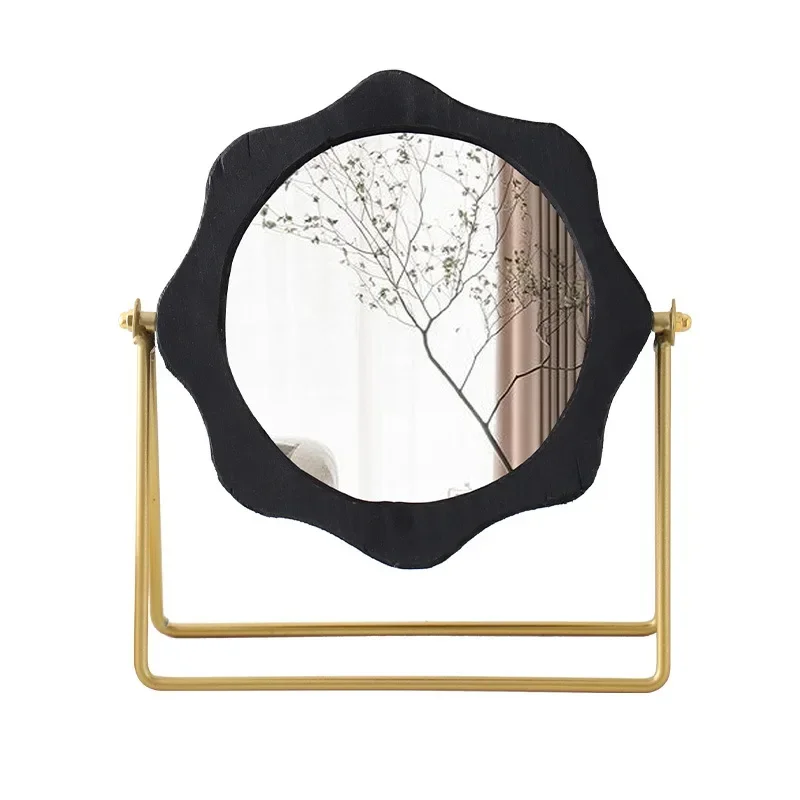 

Carbonized wood makeup mirror, high-value small mirror, table top can stand, student home
