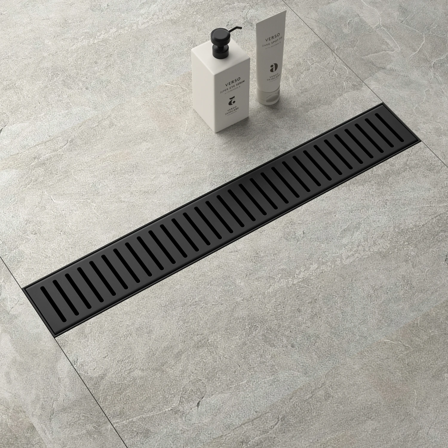 استنزاف دش من الفولاذ المقاوم للصدأ مطلي بالكروم باللون الأسود الاحترافي مع غطاء شبكي قابل للإزالة للحمام #1