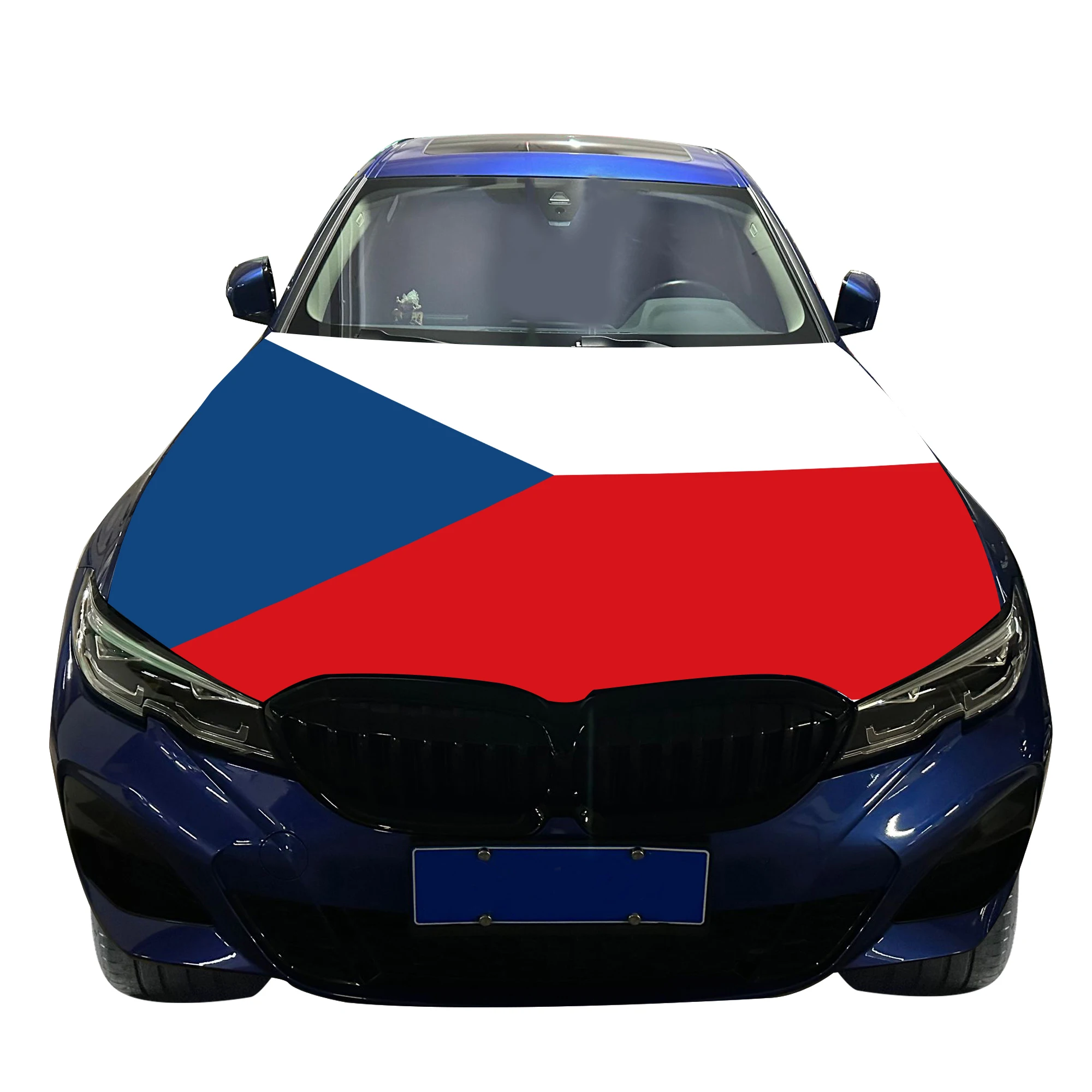 The Czech Republic Car Hood Cover Flag  Universal Size Elastic Polyester 120x150cm for Car Decor