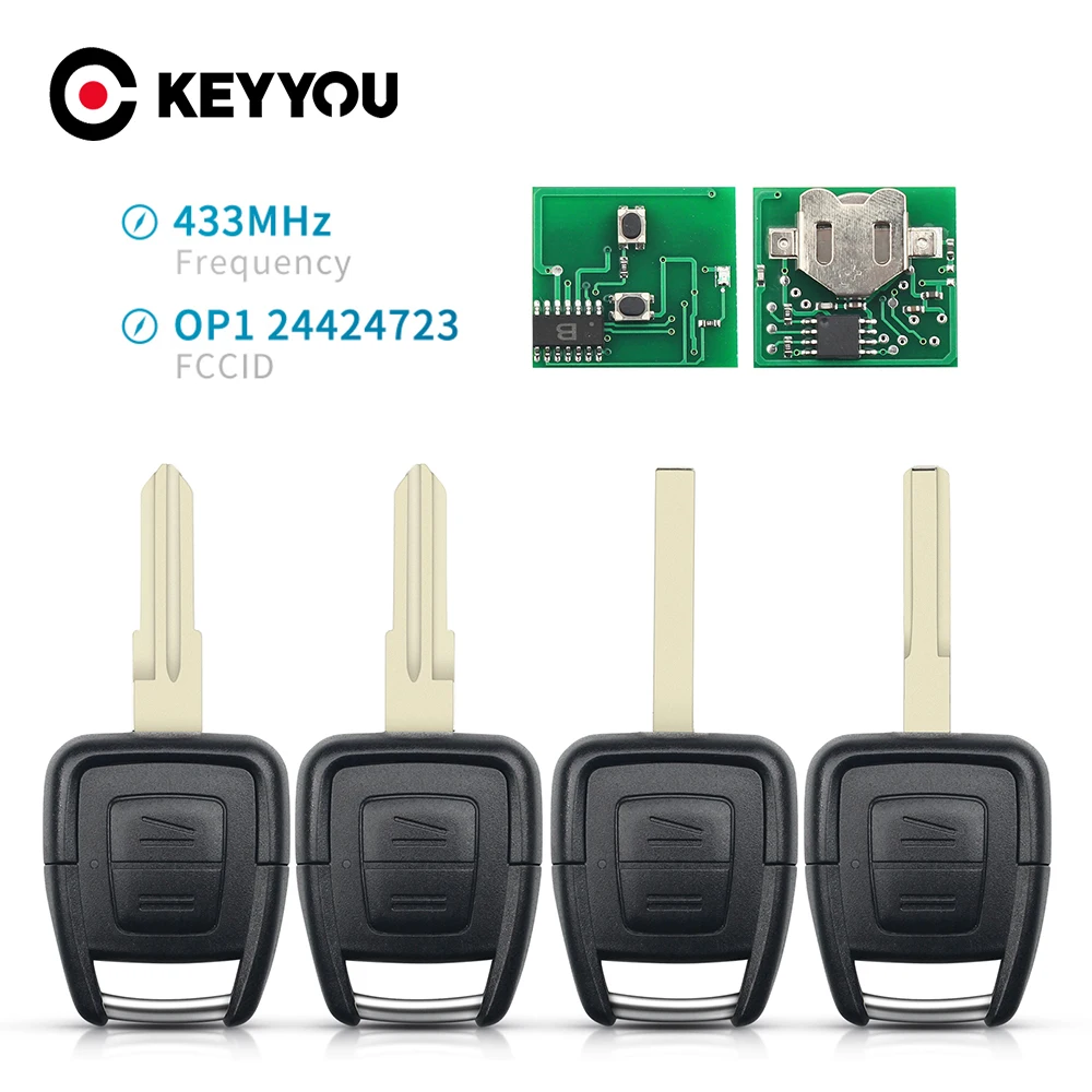 

KEYYOU OP1 2 Button Remote Key FOB For Vauxhall Opel Astra Vectra Zafira 433.92MHz Uncut HU43/HU100/YM28/HU46 Blade