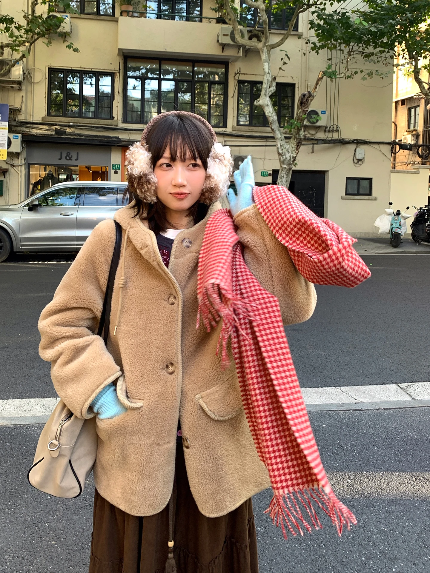 

Ретро-пальто из овечьей шерсти кофейного цвета с надписями, свободного кроя, в корейском стиле, женское, теплое, с длинными рукавами, средней длины, из полиэстера