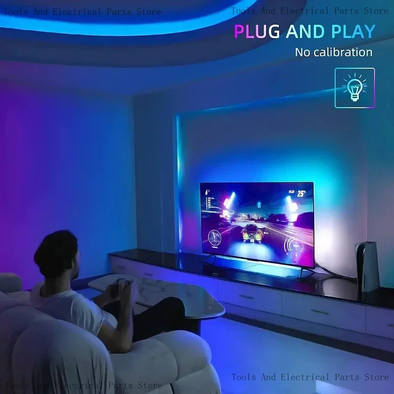 Lytmi 91-120 بوصة TV PC Gaming 2.0 Work Alexa Google Assistant App Control NEO Sync Box مع إضاءة خلفية للتلفاز LED