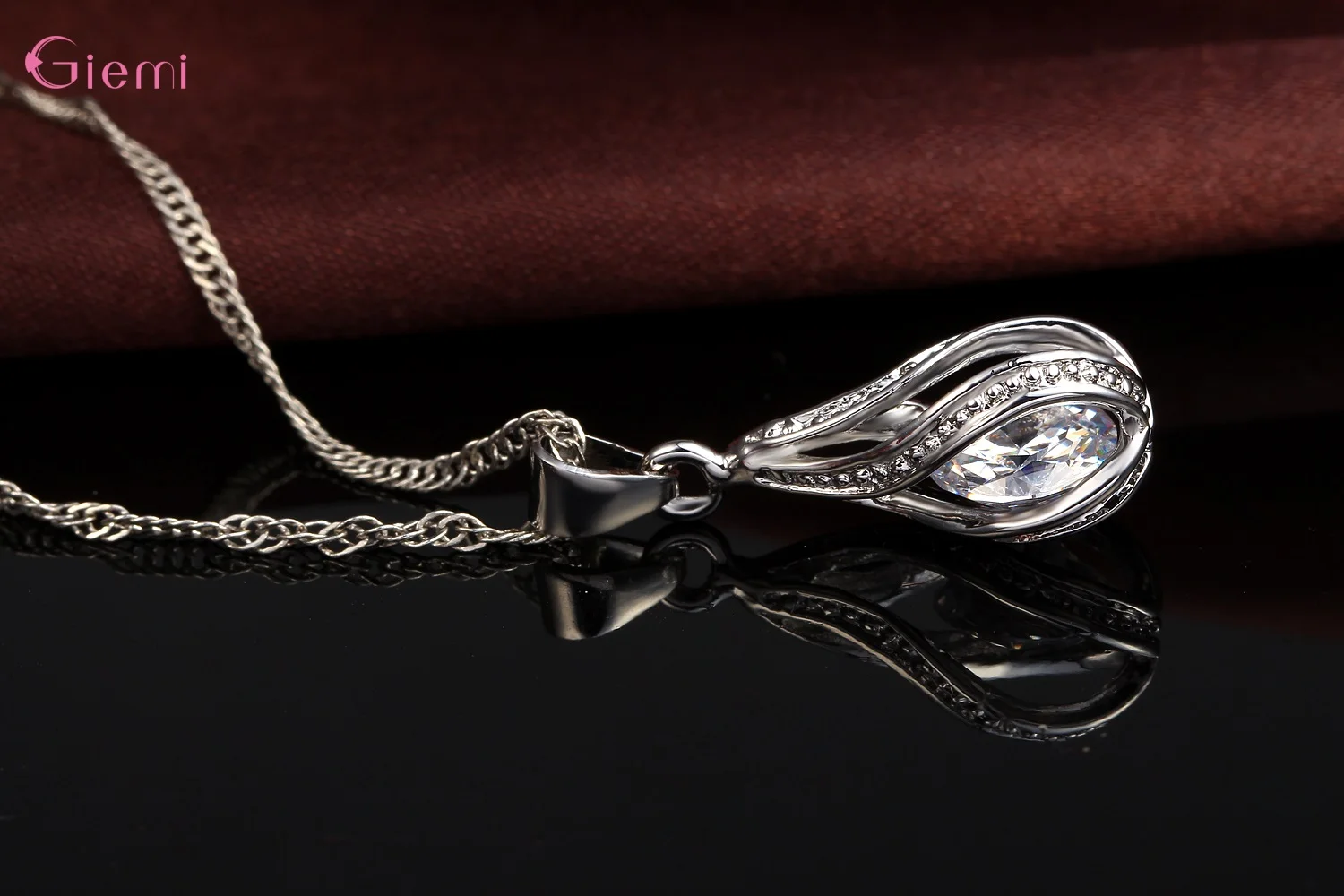 Drop Shipping Jewelry Sets Genuine 925 Sterling Silver Cubic Zirconia Pendant Necklaces+ Earrings Crystal Jewellery Gifts Women