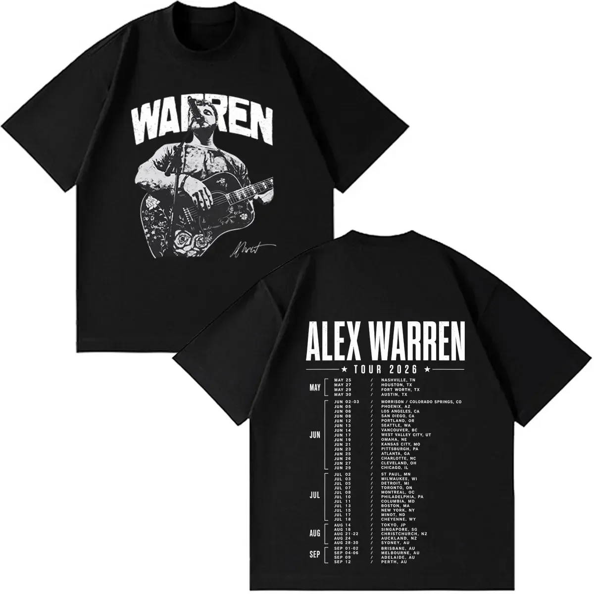 Alex Warren Little Orphan Alex Live 2026 Tour T-shirt, Unisex Hip Hop Gothic Punk Loose Cotton Short Sleeve Casual T-Shirt
