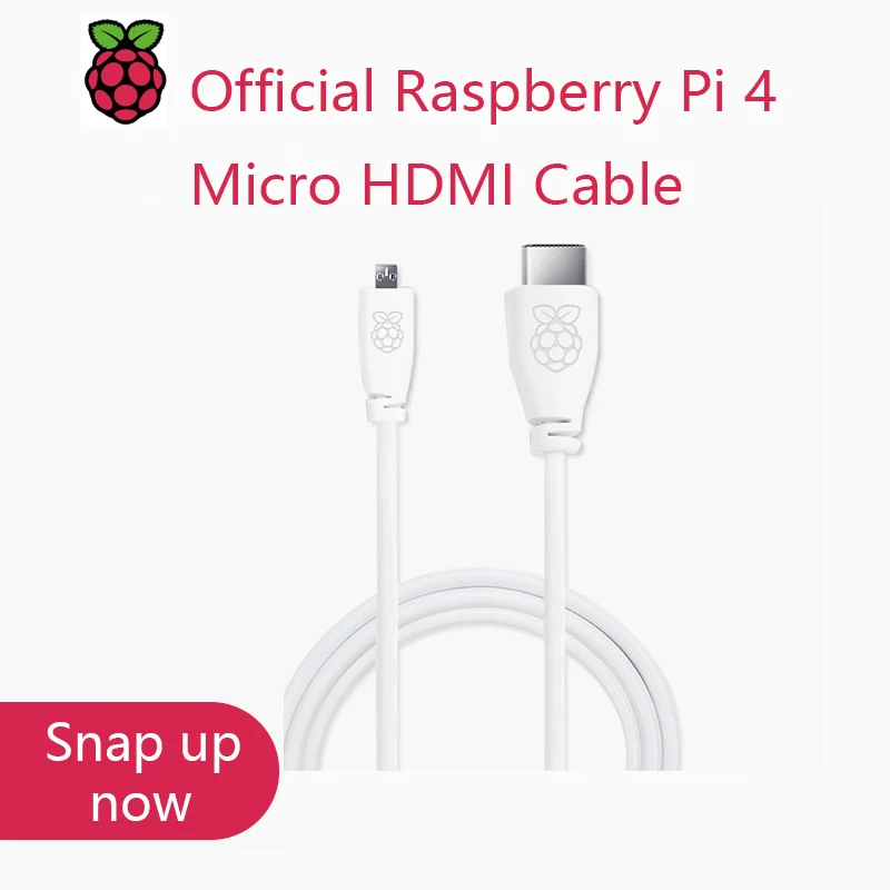 

Official Raspberry Pi 4 Micro HDMI to Standard HDMI (A/M) 1m & 2m Cable