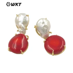 WT-MPE096  WKT 2023 Attractive Style Coral&Pearl Dance Gift Earrings Beautiful Party Jewelry Accessory Fashion Sale