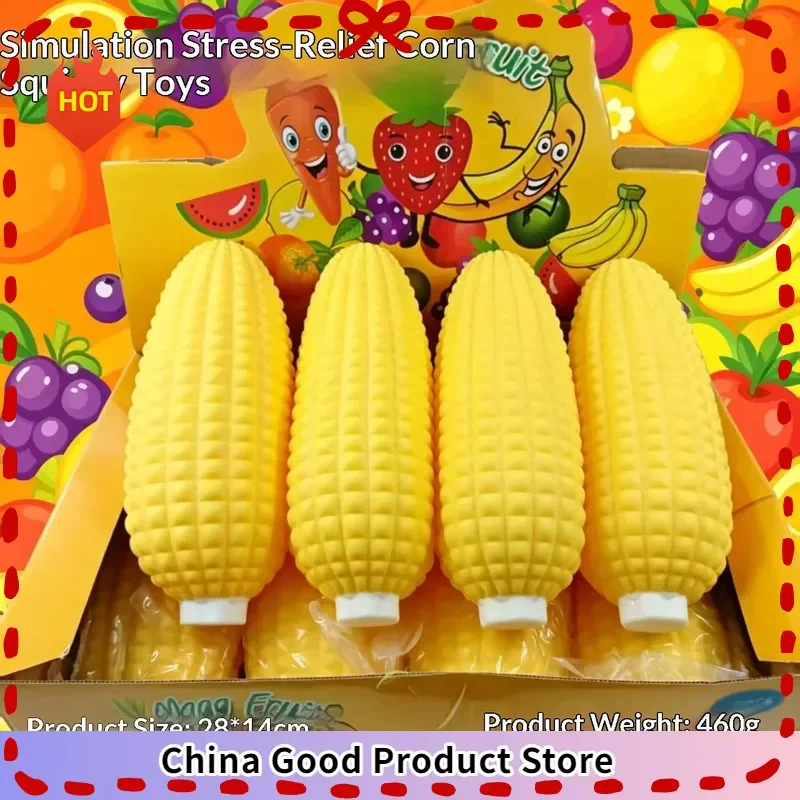 

2026 New 28cm Jumbo Corn Squishy Toy Tpr Flour-Filled Soft Fast Rebound Stress Relief Vegetable Fidget Gift