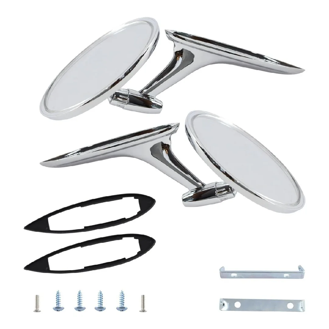 Vintage Silver Classic Car Round Rearview Mirror Reversing Mirror