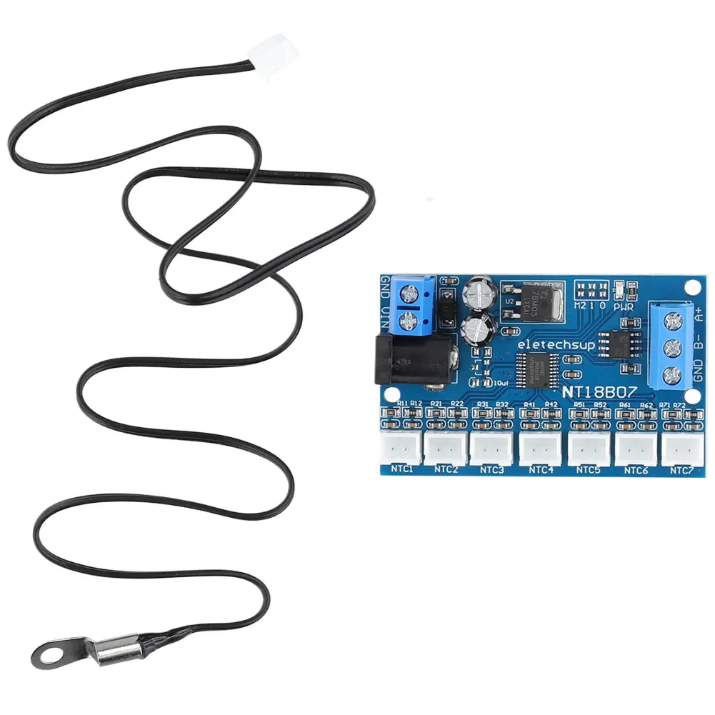 RS485 NTC Thermistor Temperature Sensor -20℃ To +125℃ 7-Channel Modbus RTU Remote Acquisition Monitor Module B3950 10K 1%