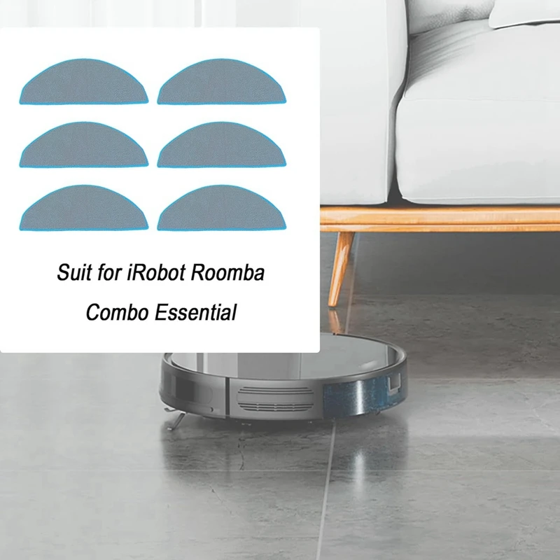 B58B-6PCS Mop Pad เปลี่ยนสําหรับ Irobot Roomba Combo Essential Y0112 เครื่องดูดฝุ่นไมโครไฟเบอร์ Mop Pad