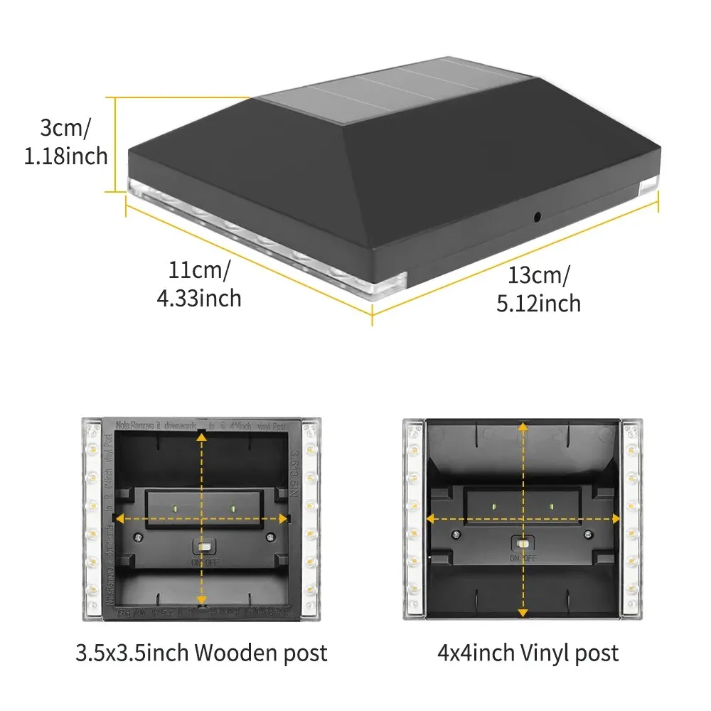 2 Pack Zonne-Energie Pet Pet Verlichting Buiten Hek Post Dek Cap Lamp Zonne-Energie Dekverlichting Voor 3.5X3.5 4X4 Palen In Tuin Decor