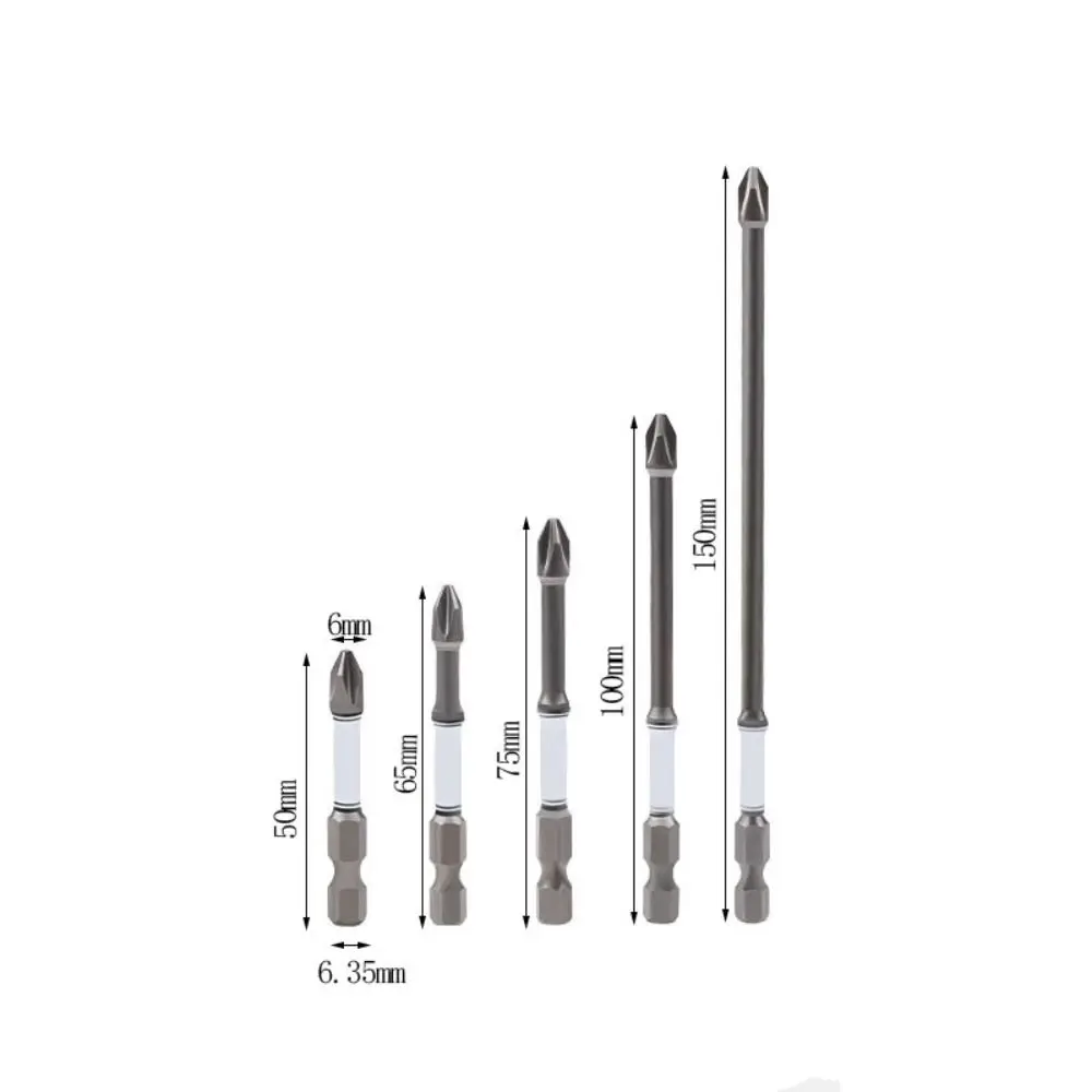 Antirust Magnetic Screwdriver Bit Non Slip Cross PH2 Screw Driver High Hardness Hex Shank Screwdriver Head Set Engineering